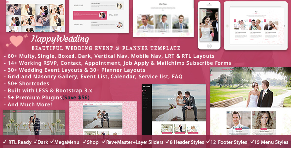 Happy Wedding HTML Template