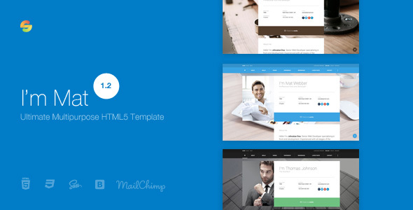 I'm Mat - Material Personal Resume / CV vCard Template