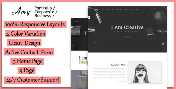 Amy - Responsive Corporate, Business & Portfolio Template