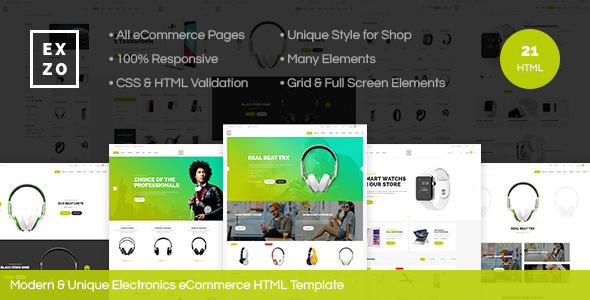 Exzo - Modern & Unique Electronics eCommerce HTML Template