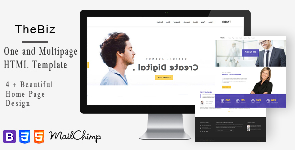 TheBiz-One and Multi Page Responsive Portfolio , Corporate, Business, Creative and Blog Template
