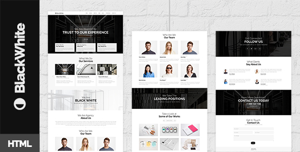 BlackWhite — Onepage Bootstrap Parallax Retina Template