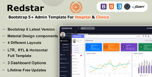 RedStar - Bootstrap 5 Material Admin Dashboard Template For Hospital & Clinics