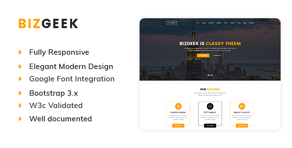 BIZGEEK - Bootstrap4 Responsive One Page Multi-Purpose Corporate Template