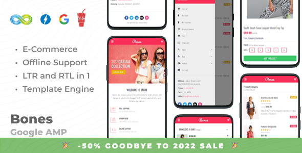 Bones - AMP E-Commerce Mobile Template