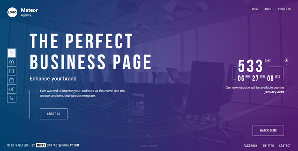 Meteor - Creative Website template for agency, business and portfolio