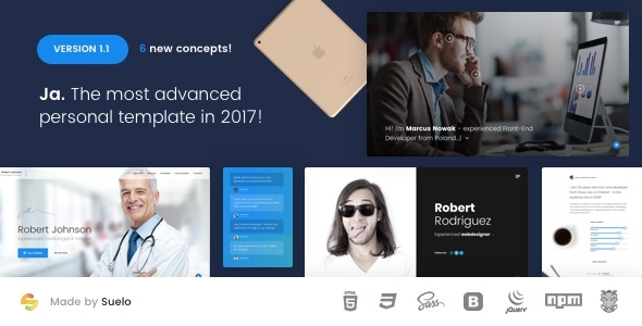 Ja - Advanced Personal Resume / CV vCard Template