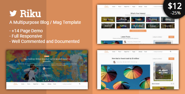 Riku - Multipurpose Blog / Magazine Template