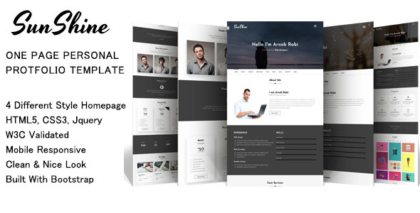 SunShine - one page personal portfolio template
