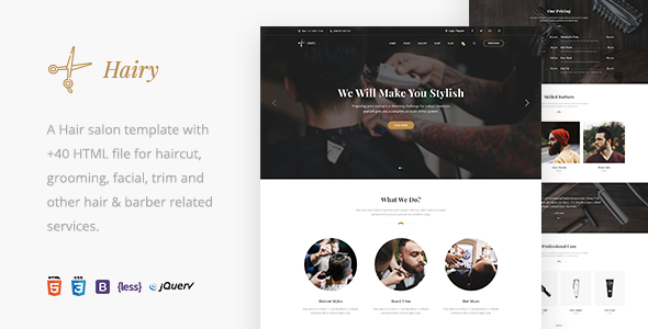 Hairy - Barbershop & Hair Salon HTML Template