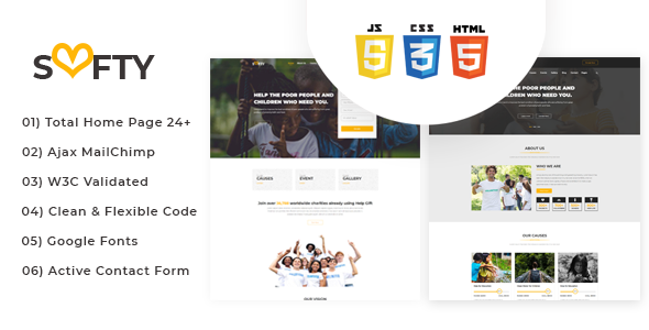 Softy - Charity, Non Profit, Fund Raising HTML Template