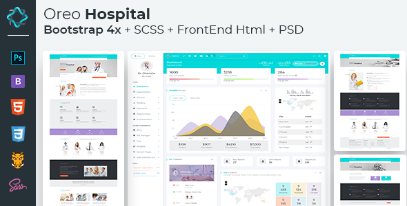 Oreo Hospital - Bootstrap 4x admin + FrontEnd HTML with PSD