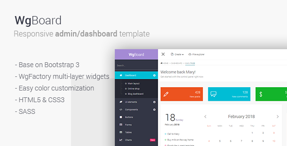 WgBoard - Responsive Admin/Dashboard Template