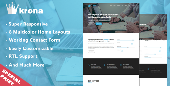 Blue Crown - One Page Parallax