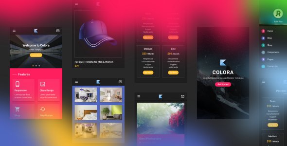 Colora - Colorful Material Design Mobile Template