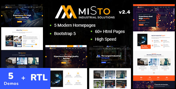 Misto - Factory and Industrial Bootstrap5 Template + RTL Support