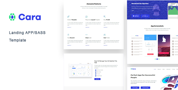 Cara - Multipurpose Responsive App / Sass Landing Template