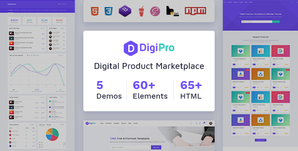 DigiPro - Digital Marketplace HTML Template with Dashboard
