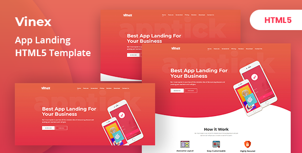 Vinex - App Landing HTML5 Template
