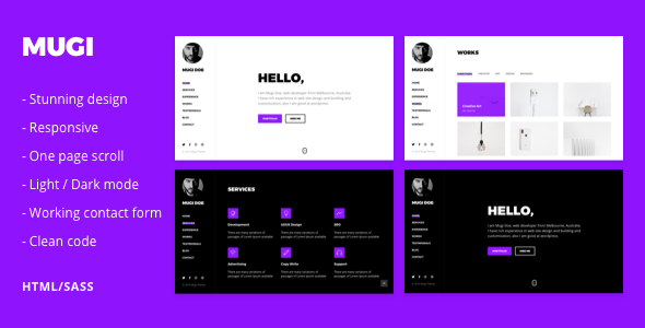 Mugi - Personal Portfolio & Resume HTML Template