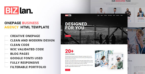 Bizlan - Onepage Business HTML Template