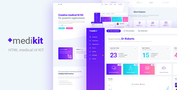 Medikit - Medical UI HTML Kit - Dashboard and Landing Page