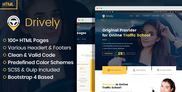 Drively - online driving school HTML template