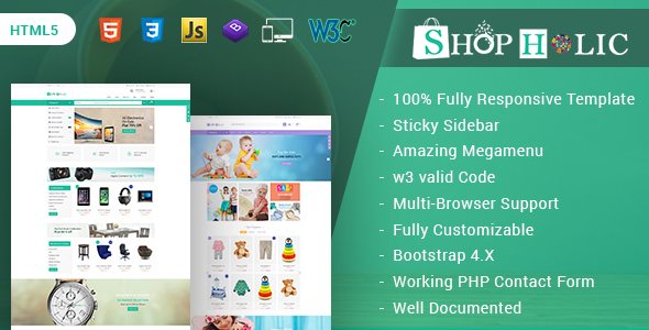 Shopholic - Responsive Multipurpose HTML5 Template