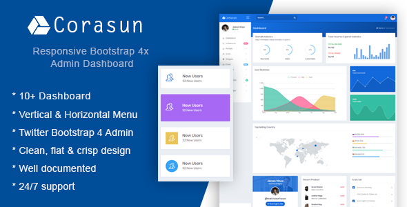Corasun – Responsive Bootstrap 4 Admin Dashboard