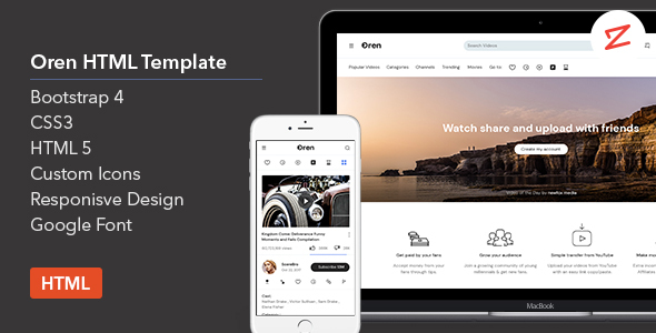 Oren - A Video Sharing HTML Template