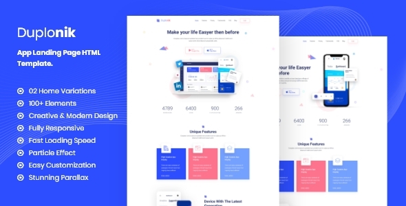 Duplonik - App Landing Page HTML Template
