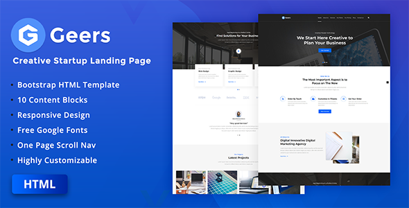 Geers - Creative HTML Landing Page Template