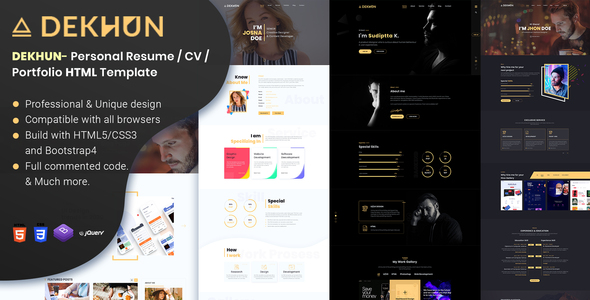 Dekhun Personal Resume / CV / Portfolio HTML Template