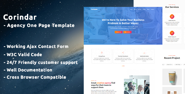 Corindar - Agency One Page Template