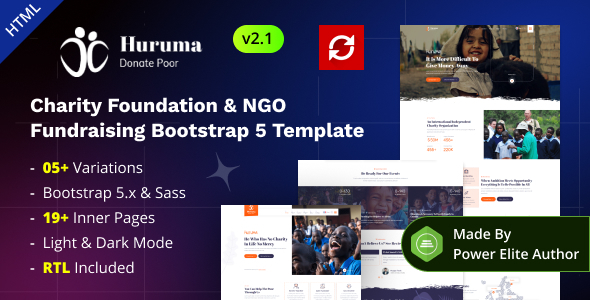 Huruma - Charity Foundation & NGO Fundraising Bootstrap 5 Template