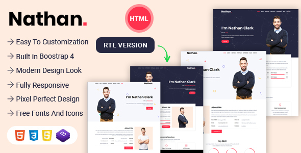 Nathan - Responsive CV / Resume / One Page Portfolio Template
