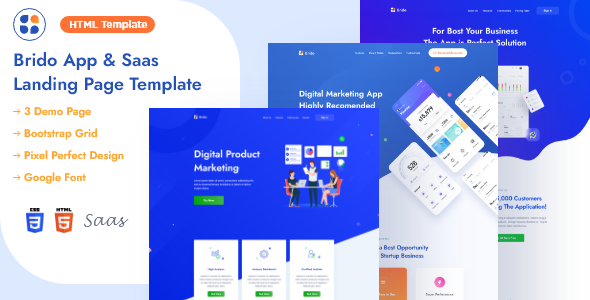 Brido - App & Saas Landing Page HTML Template