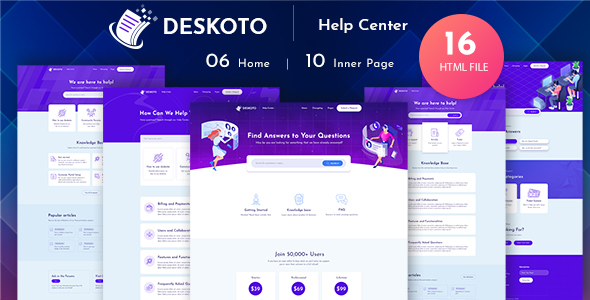 Deskoto - HelpDesk and Knowledge Base HTML Template