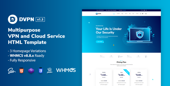DVPN | Multipurpose VPN and Cloud Service HTML Template