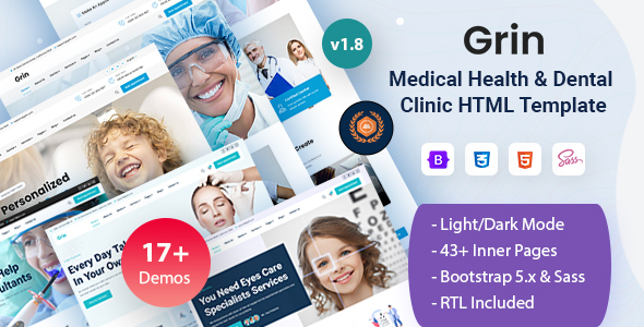 Grin - Medical Health & Dental Clinic Bootstrap 5 HTML Template