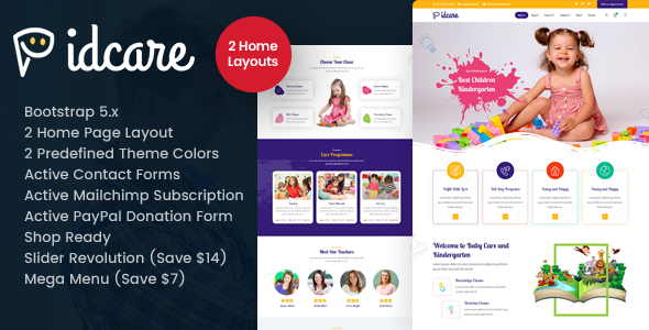 Pidcare - School Kidergarten HTML Template