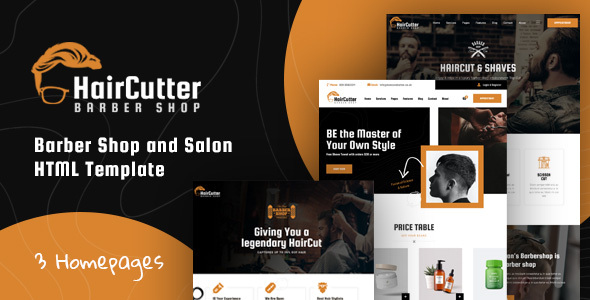 HairCutter - Barber Shop and Hair Salon Website Templates