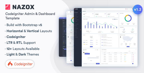 Nazox - CodeIgniter Admin & Dashboard Template
