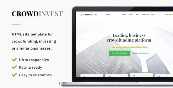 CrowdInvest - Crowdfunding HTML Site Template