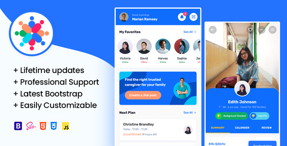 Halping - Online Find Caregiving Jobs Mobile Template