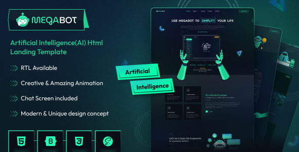 Megabot - AI Writer & Copywriting Landing Page HTML Template