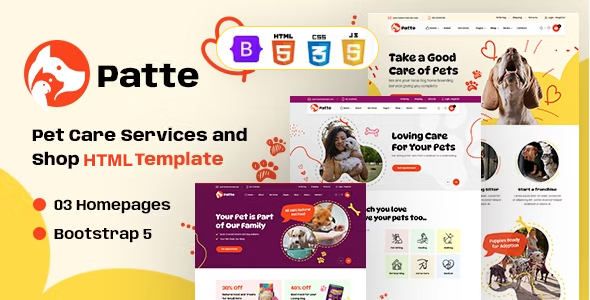 Patte - Pet Care and Pet Shop HTML Template