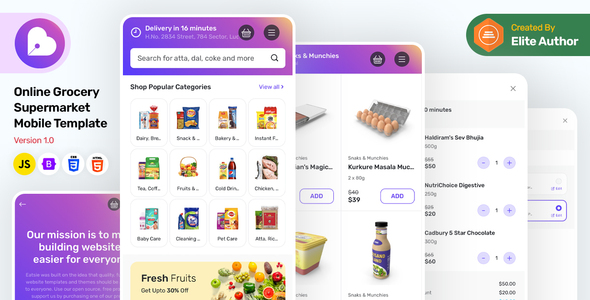 Eatreal - Online Grocery Supermarket Mobile Template