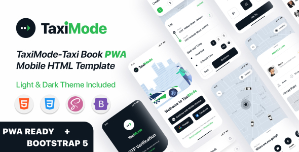 TaxiMode | Taxi Booking HTML Mobile Template + PWA Ready + Bootstrap 5 + Light & Dark Mode