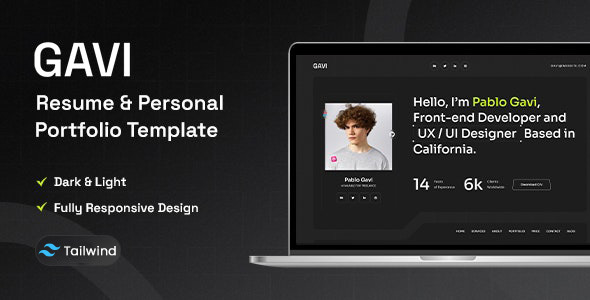 Gavi - Personal Portfolio Resume Tailwind CSS Template